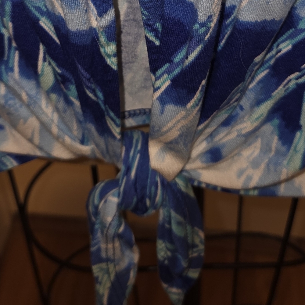 Ruby Rd. Blue and White Patterned Sequin Tee - Picture 4 of 5